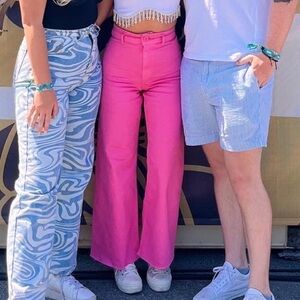 Zara Hot Pink High-Rise Wide-Leg Jeans